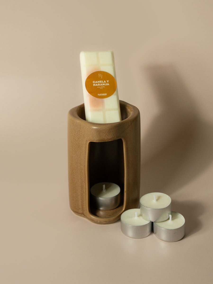 PACK QUEMADOR + WAXMELT + VELAS DE TE
