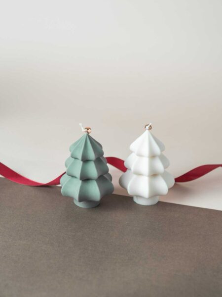 Vela Decorativa Navideña | Árbol Origami | Dos Colores